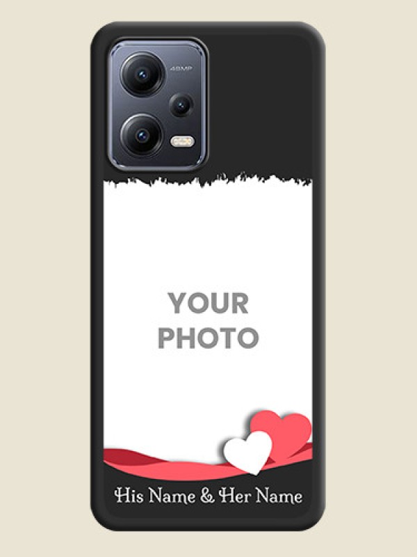 Custom Pin Color Love Shaped Ribbon Design with Text on Space Black Custom Soft Matte Phone Back Cover - Xiaomi Redmi Note 12 5G - alternate view