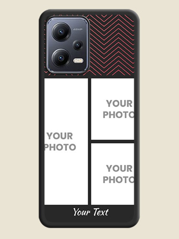 Custom Wave Pattern with 3 Image Holder on Space Black Custom Soft Matte Back Cover - Xiaomi Redmi Note 12 5G - alternate view
