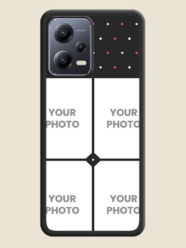 Custom Multicolor Dotted Pattern with 4 Image Holder on Space Black Custom Soft Matte Phone Cases - Xiaomi Redmi Note 12 5G - alternate view