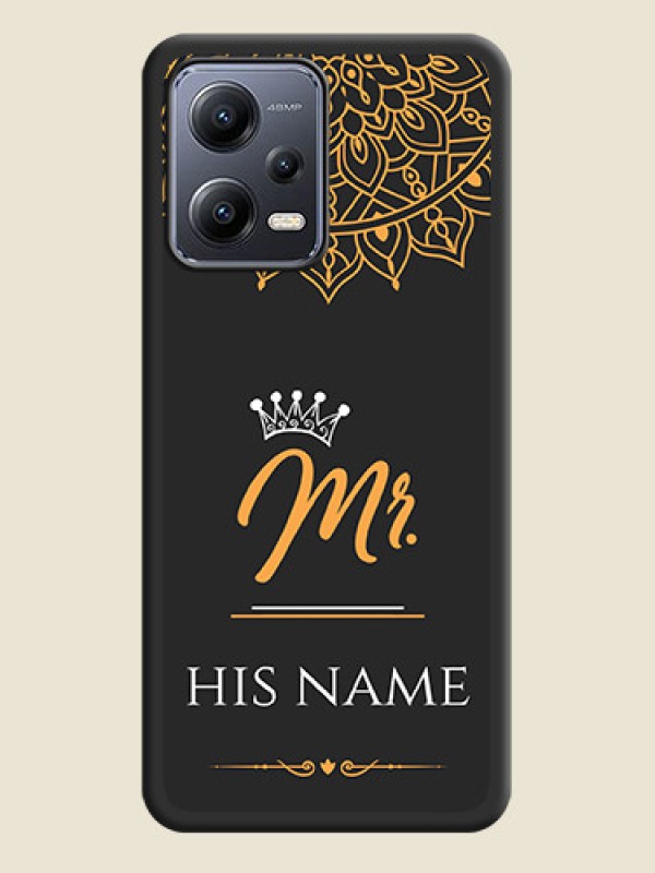 Custom Mr Name with Floral Design  on Personalised Space Black Soft Matte Cases - Xiaomi Redmi Note 12 5G - alternate view