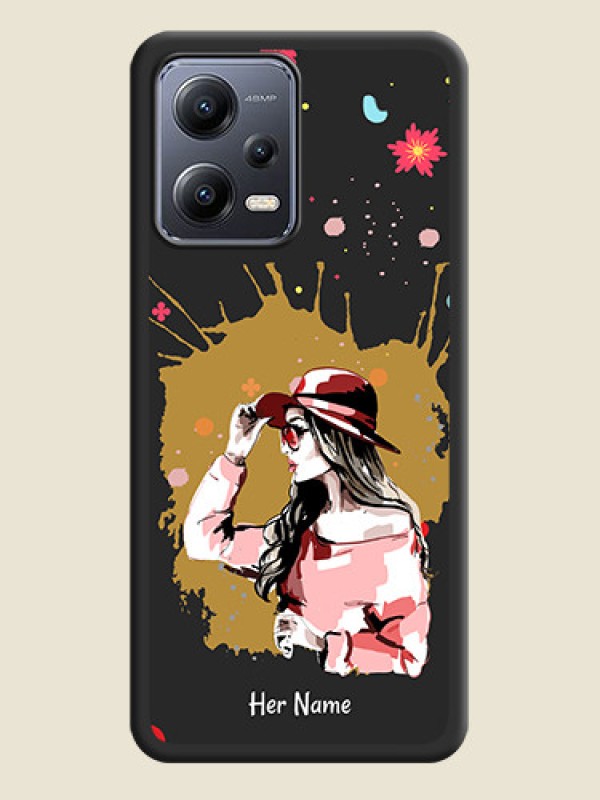 Custom Mordern Lady With Color Splash Background With Custom Text On Space Black Personalized Soft Matte Phone Covers -Xiaomi Redmi Note 12 5G - alternate view