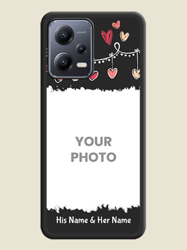 Custom Pink Love Hangings with Name on Space Black Custom Soft Matte Phone Cases - Xiaomi Redmi Note 12 Pro 5G - alternate view