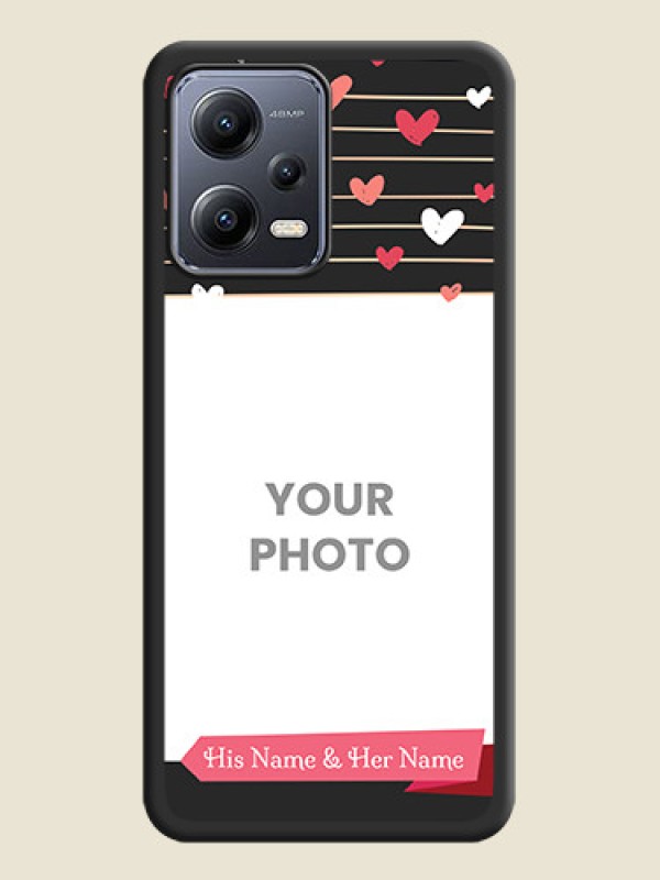 Custom Love Pattern with Name on Pink Ribbon  on Photo on Space Black Soft Matte Back Cover - Xiaomi Redmi Note 12 Pro 5G - alternate view