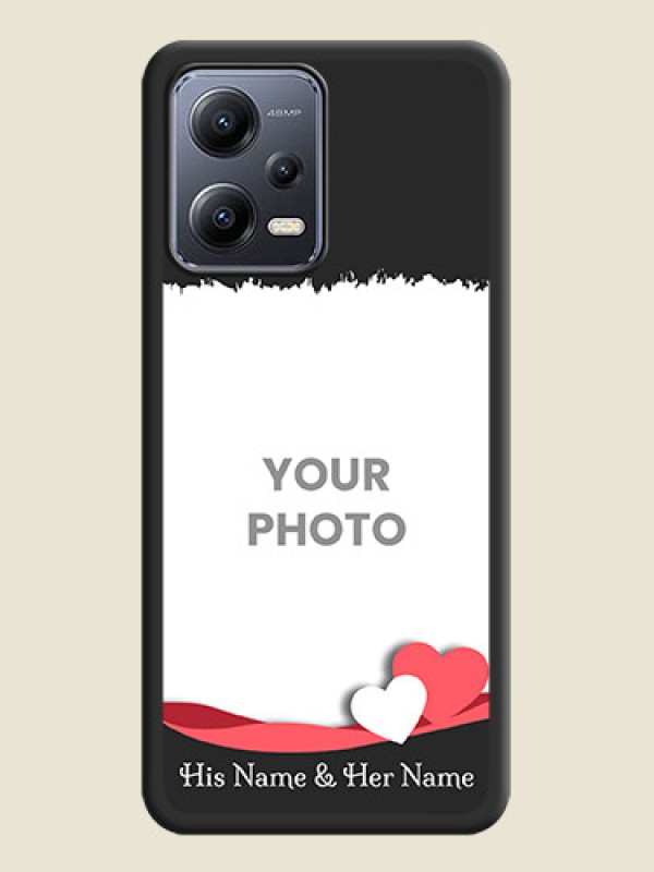 Custom Pin Color Love Shaped Ribbon Design with Text on Space Black Custom Soft Matte Phone Back Cover - Xiaomi Redmi Note 12 Pro 5G - alternate view
