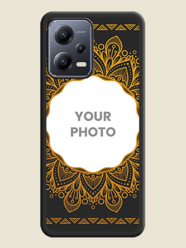 Custom Round Image with Floral Design on Photo on Space Black Soft Matte Mobile Cover - Xiaomi Redmi Note 12 Pro 5G - alternate view