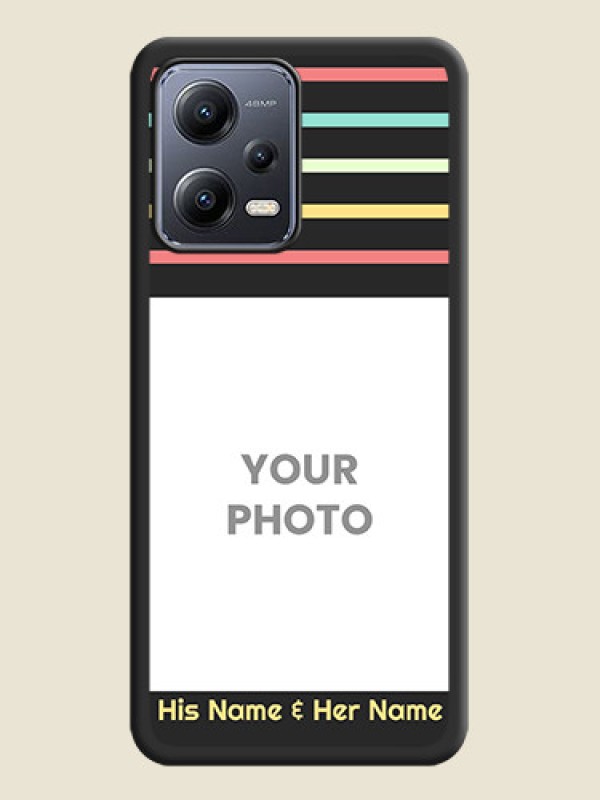 Custom Color Stripes with Photo and Text on Photo on Space Black Soft Matte Mobile Case - Xiaomi Redmi Note 12 Pro 5G - alternate view