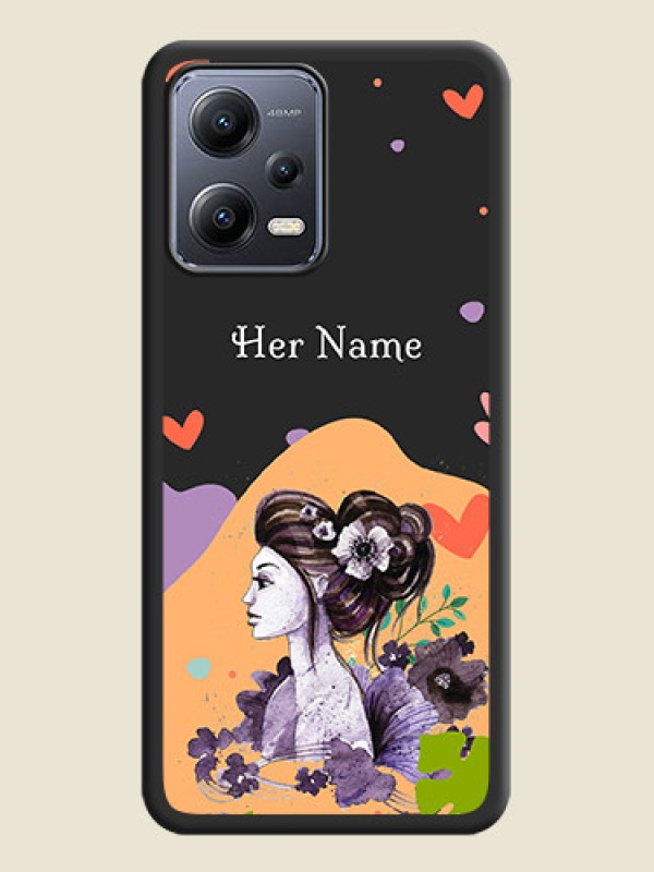 Custom Namecase For Her With Fancy Lady Image On Space Black Personalized Soft Matte Phone Covers -Xiaomi Redmi Note 12 Pro 5G - alternate view