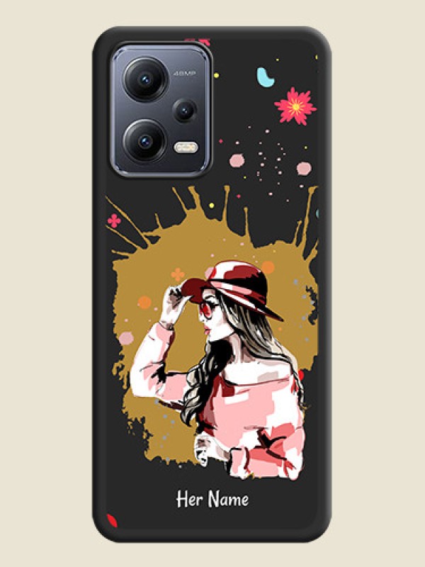 Custom Mordern Lady With Color Splash Background With Custom Text On Space Black Personalized Soft Matte Phone Covers -Xiaomi Redmi Note 12 Pro 5G - alternate view
