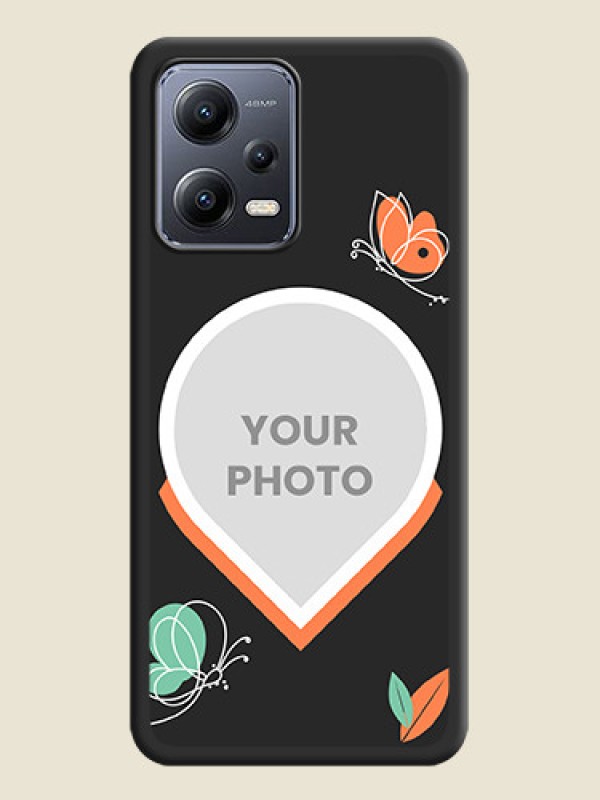 Custom Upload Pic With Simple Butterly Design On Space Black Personalized Soft Matte Phone Covers -Xiaomi Redmi Note 12 Pro 5G - alternate view
