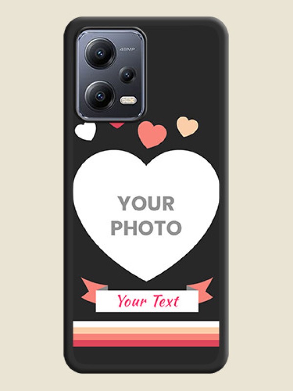Custom Love Shaped Photo with Colorful Stripes on Personalised Space Black Soft Matte Cases - Xiaomi Redmi Note 12 Pro Plus 5G - alternate view