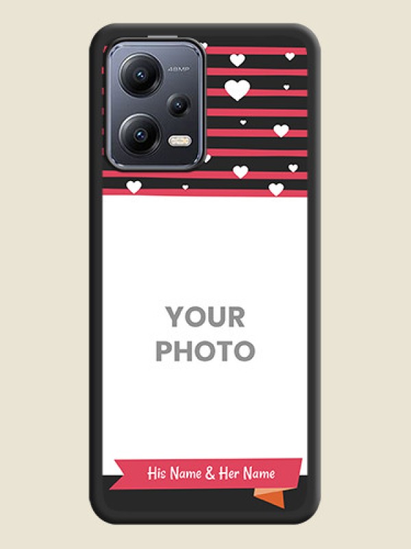 Custom White Color Love Symbols with Pink Lines Pattern on Space Black Custom Soft Matte Phone Cases - Xiaomi Redmi Note 12 Pro Plus 5G - alternate view