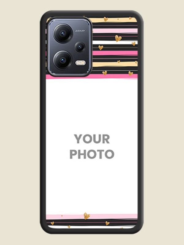 Custom Multicolor Lines and Golden Love Symbols Design on Photo on Space Black Soft Matte Mobile Cover - Xiaomi Redmi Note 12 Pro Plus 5G - alternate view