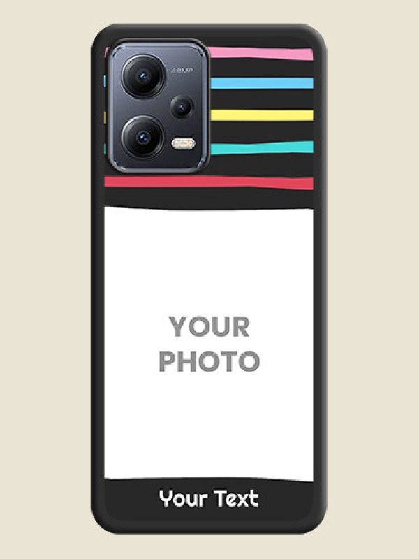 Custom Multicolor Lines with Image on Space Black Personalized Soft Matte Phone Covers - Xiaomi Redmi Note 12 Pro Plus 5G - alternate view
