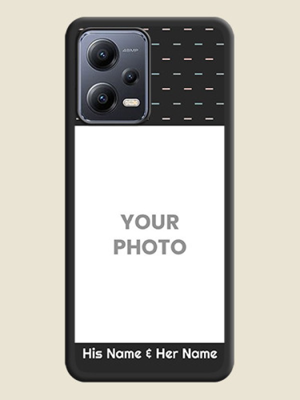 Custom Line Pattern Design with Text on Space Black Custom Soft Matte Phone Back Cover - Xiaomi Redmi Note 12 Pro Plus 5G - alternate view