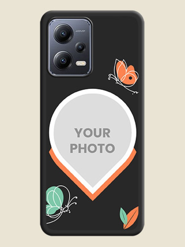 Custom Upload Pic With Simple Butterly Design On Space Black Personalized Soft Matte Phone Covers -Xiaomi Redmi Note 12 Pro Plus 5G - alternate view