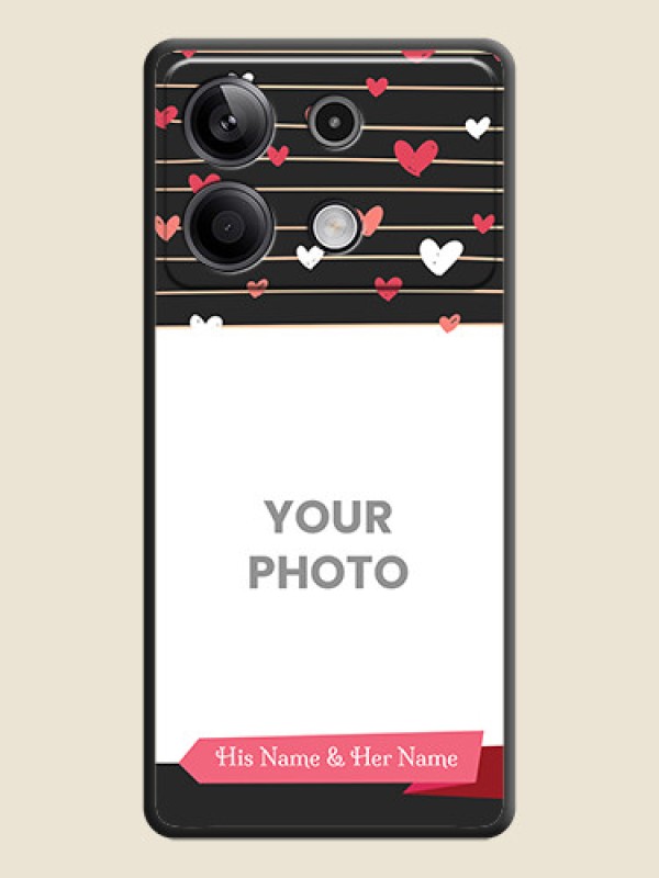 Custom Love Pattern with Name on Pink Ribbon - Photo on Space Black Soft Matte Back Cover - Redmi Note 13 5G - alternate view