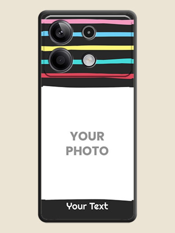 Custom Multicolor Lines with Image on Space Black Personalized Soft Matte Phone Covers - Redmi Note 13 5G - alternate view