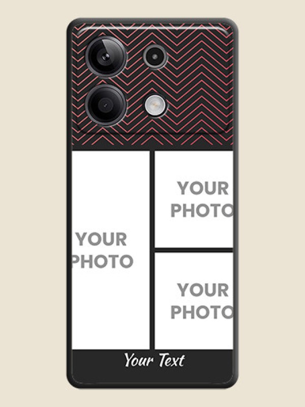 Custom Wave Pattern with 3 Image Holder on Space Black Custom Soft Matte Back Cover - Redmi Note 13 5G - alternate view