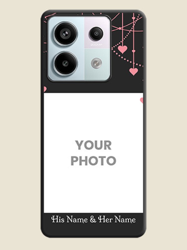 Custom Pink Love Hangings with Text on Space Black Custom Soft Matte Back Cover - Redmi Note 13 Pro 5G - alternate view