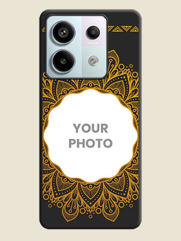 Custom Round Image with Floral Design - Photo on Space Black Soft Matte Mobile Cover - Redmi Note 13 Pro 5G - alternate view