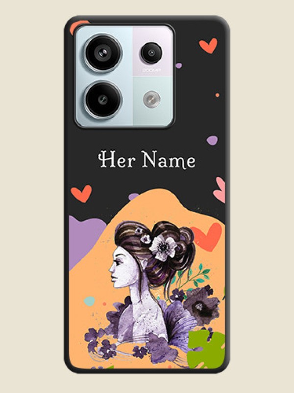 Custom Namecase For Her With Fancy Lady Image On Space Black Personalized Soft Matte Phone Covers - Redmi Note 13 Pro 5G - alternate view