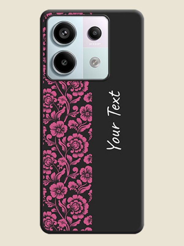 Custom Pink Floral Pattern Design With Custom Text On Space Black Personalized Soft Matte Phone Covers - Redmi Note 13 Pro 5G - alternate view