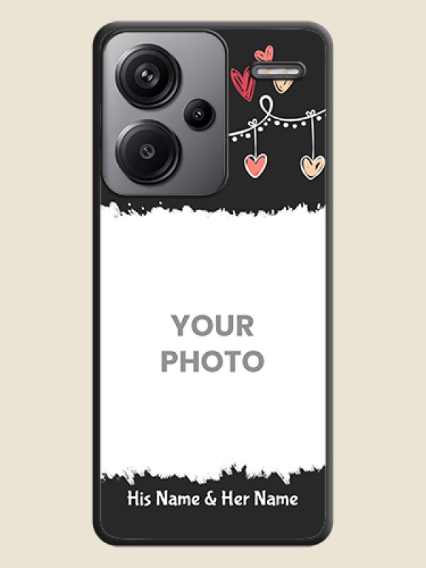 Custom Pink Love Hangings with Name On Space Black Custom Soft Matte Mobile Back Cover - Redmi Note 13 Pro Plus 5G - alternate view