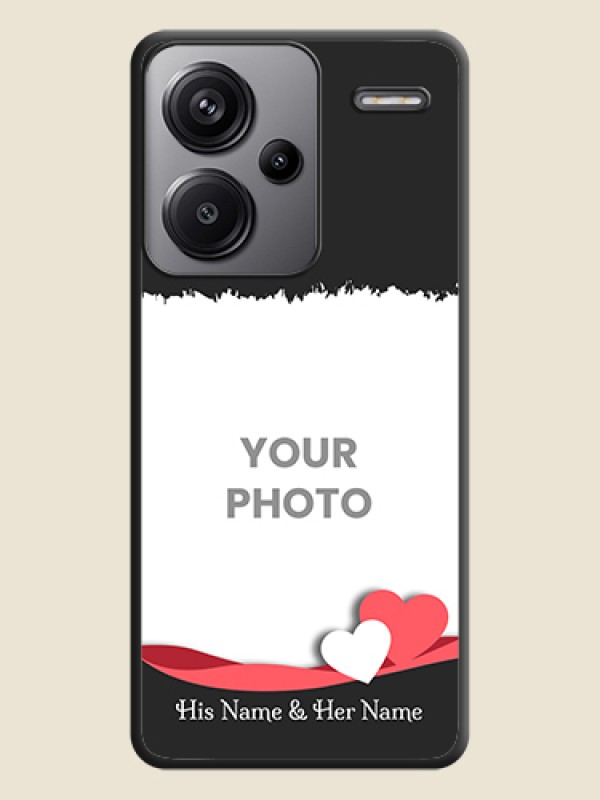 Custom Pin Color Love Shaped Ribbon Design with Text On Space Black Custom Soft Matte Mobile Back Cover - Redmi Note 13 Pro Plus 5G - alternate view