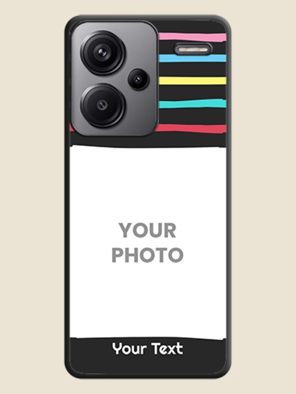 Custom Multicolor Lines with Image On Space Black Custom Soft Matte Mobile Back Cover - Redmi Note 13 Pro Plus 5G - alternate view