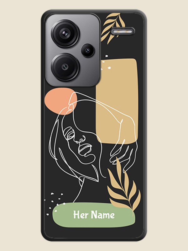 Custom Custom Text With Line Art Of Women & Leaves Design On Space Black Custom Soft Matte Mobile Back Cover - Redmi Note 13 Pro Plus 5G - alternate view