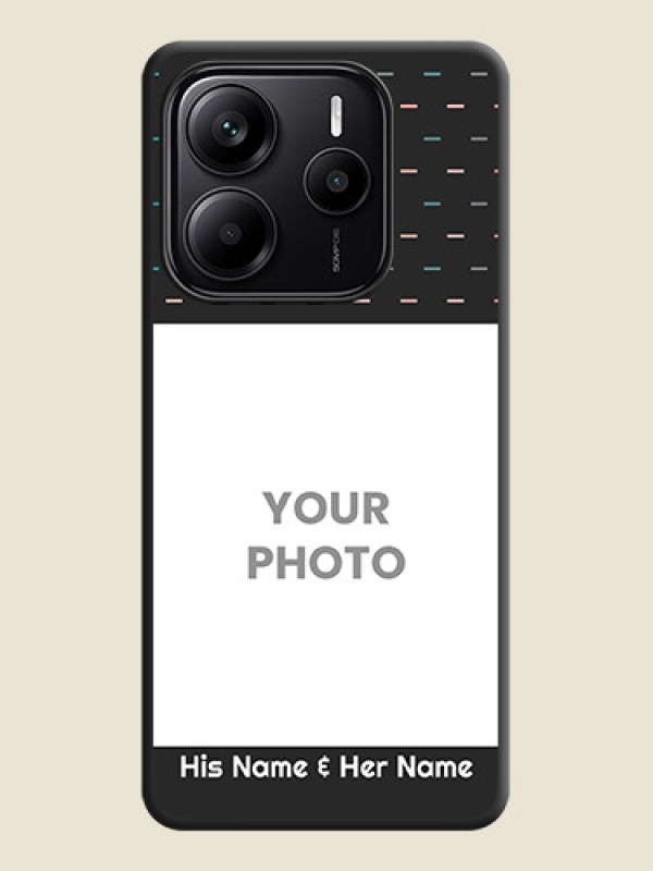 Custom Line Pattern Design with Text On Space Black Custom Soft Matte Mobile Back Cover - Redmi Note 14 5G - alternate view