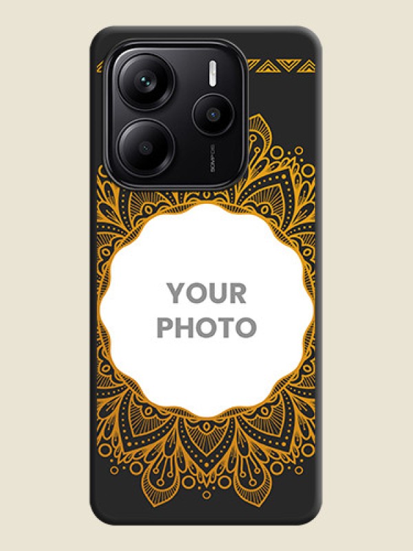 Custom Round Image with Floral Design On Space Black Custom Soft Matte Mobile Back Cover - Redmi Note 14 5G - alternate view