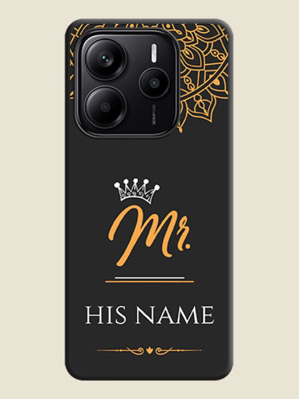 Custom Mr Name with Floral Design On Space Black Custom Soft Matte Mobile Back Cover - Redmi Note 14 5G - alternate view