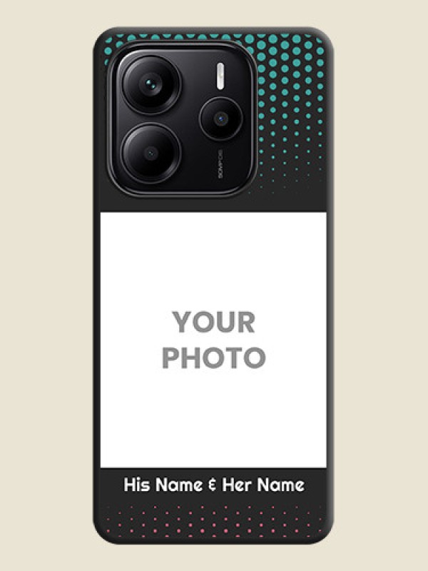 Custom Faded Dots with Grunge Photo Frame and Text On Space Black Custom Soft Matte Mobile Back Cover - Redmi Note 14 5G - alternate view