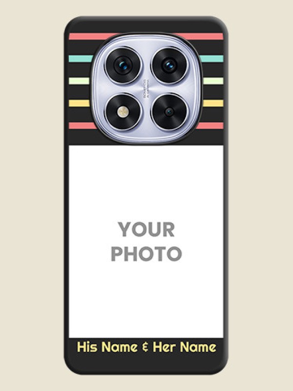 Custom Color Stripes with Photo and Text on Photo On Space Black Custom Soft Matte Mobile Back Cover - Redmi Note 14 Pro 5G - alternate view