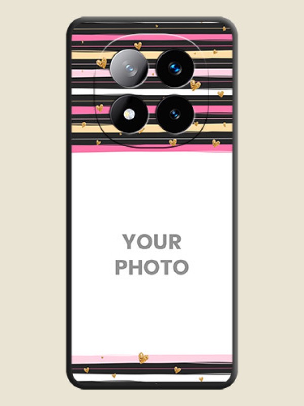 Custom Multicolor Lines and Golden Love Symbols Design on Photo On Space Black Custom Soft Matte Mobile Back Cover - Redmi Note 14 Pro Plus 5G - alternate view