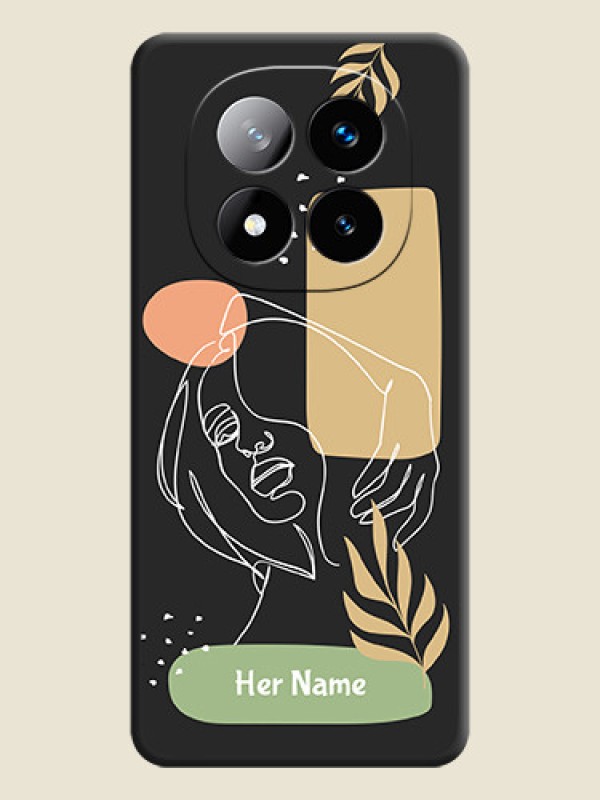 Custom Custom Text With Line Art Of Women & Leaves Design On Space Black Custom Soft Matte Mobile Back Cover - Redmi Note 14 Pro Plus 5G - alternate view