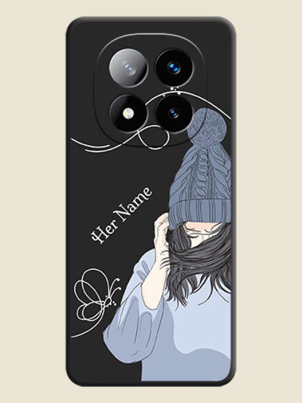 Custom Girl With Blue Winter Outfiit Custom Text Design On Space Black Custom Soft Matte Mobile Back Cover - Redmi Note 14 Pro Plus 5G - alternate view