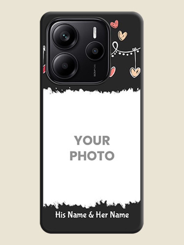 Custom Pink Love Hangings with Name On Space Black Custom Soft Matte Mobile Back Cover - Redmi Note 14 SE 5G - alternate view