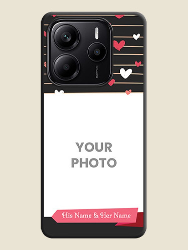 Custom Love Pattern with Name on Pink Ribbon on Photo On Space Black Custom Soft Matte Mobile Back Cover - Redmi Note 14 SE 5G - alternate view