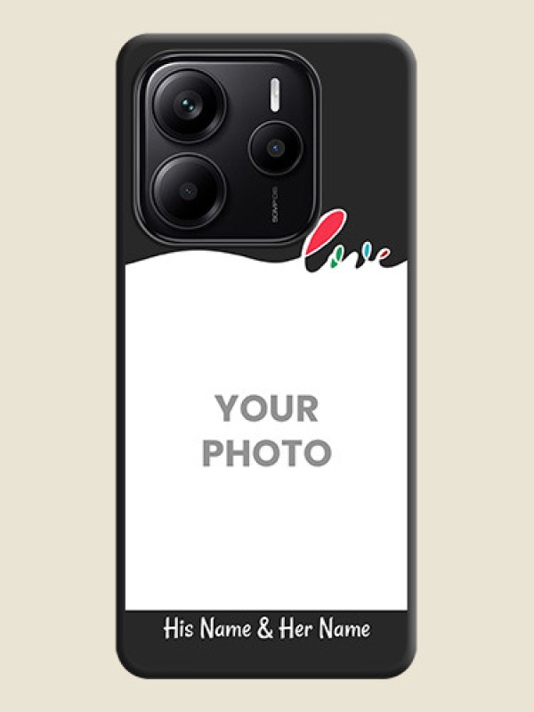 Custom Fall in Love Pattern with Picture on Photo On Space Black Custom Soft Matte Mobile Back Cover - Redmi Note 14 SE 5G - alternate view