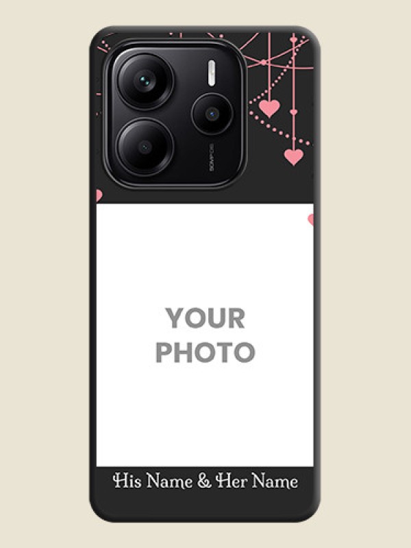 Custom Pink Love Hangings with Text On Space Black Custom Soft Matte Mobile Back Cover - Redmi Note 14 SE 5G - alternate view