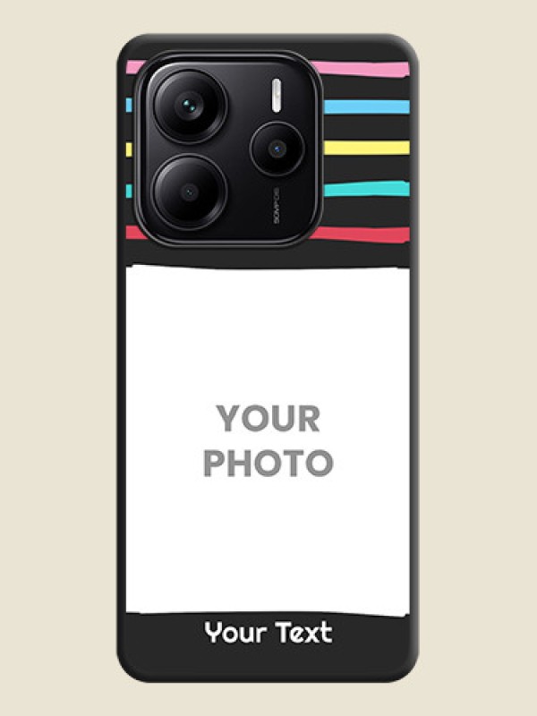 Custom Multicolor Lines with Image On Space Black Custom Soft Matte Mobile Back Cover - Redmi Note 14 SE 5G - alternate view