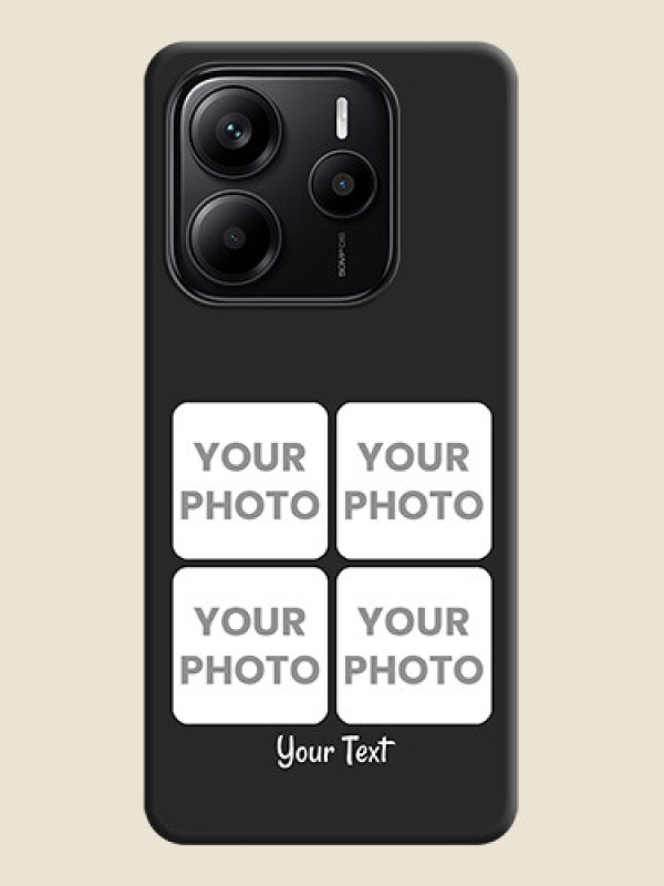 Custom Floral Art with 6 Image Holder on Photo On Space Black Custom Soft Matte Mobile Back Cover - Redmi Note 14 SE 5G - alternate view