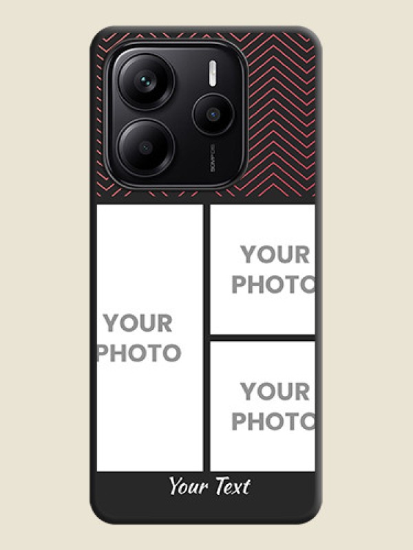 Custom Wave Pattern with 3 Image Holder On Space Black Custom Soft Matte Mobile Back Cover - Redmi Note 14 SE 5G - alternate view