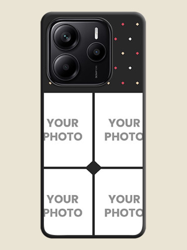 Custom Multicolor Dotted Pattern with 4 Image Holder On Space Black Custom Soft Matte Mobile Back Cover - Redmi Note 14 SE 5G - alternate view