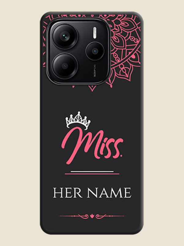 Custom Mrs Name with Floral Design On Space Black Custom Soft Matte Mobile Back Cover - Redmi Note 14 SE 5G - alternate view