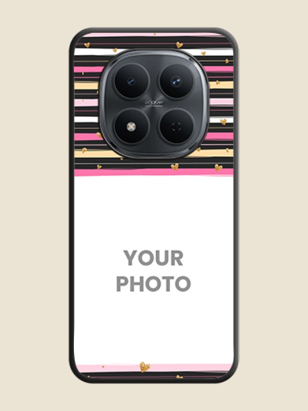 Custom Multicolor Lines and Golden Love Symbols Design on Photo On Space Black Custom Soft Matte Mobile Back Cover - Xiaomi Redmi Note 15 Pro 5G - alternate view