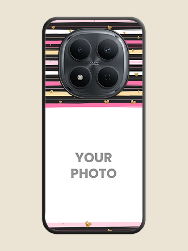 Custom Multicolor Lines and Golden Love Symbols Design on Photo On Space Black Custom Soft Matte Mobile Back Cover - Xiaomi Redmi Note 15 Pro Plus 5G - alternate view