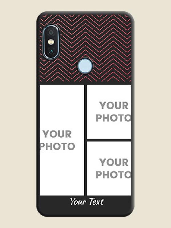 Custom Wave Pattern with 3 Image Holder On Space Black Custom Soft Matte Mobile Back Cover - Xiaomi Redmi Note 5 Pro - alternate view